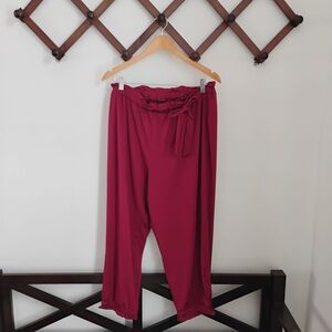 Emery Rose Burgundy Wide Leg Women's Pants with bow women’s size XL